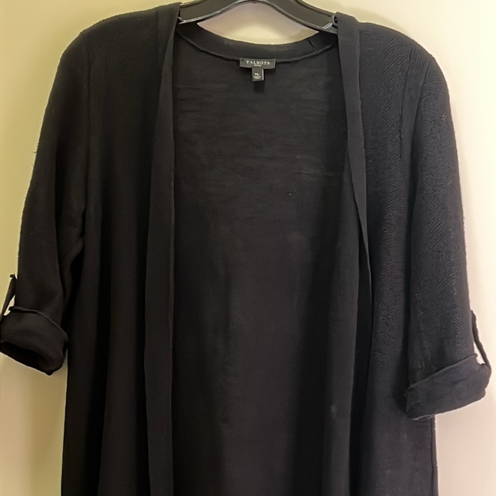 EUC Talbots Black Lightweight Open Front Cardigan